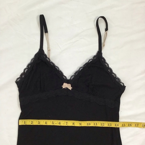 Cynthia Rowley Elegant Black Spaghetti Strap Lace Trim Summer Slip Dress M - Picture 8 of 10